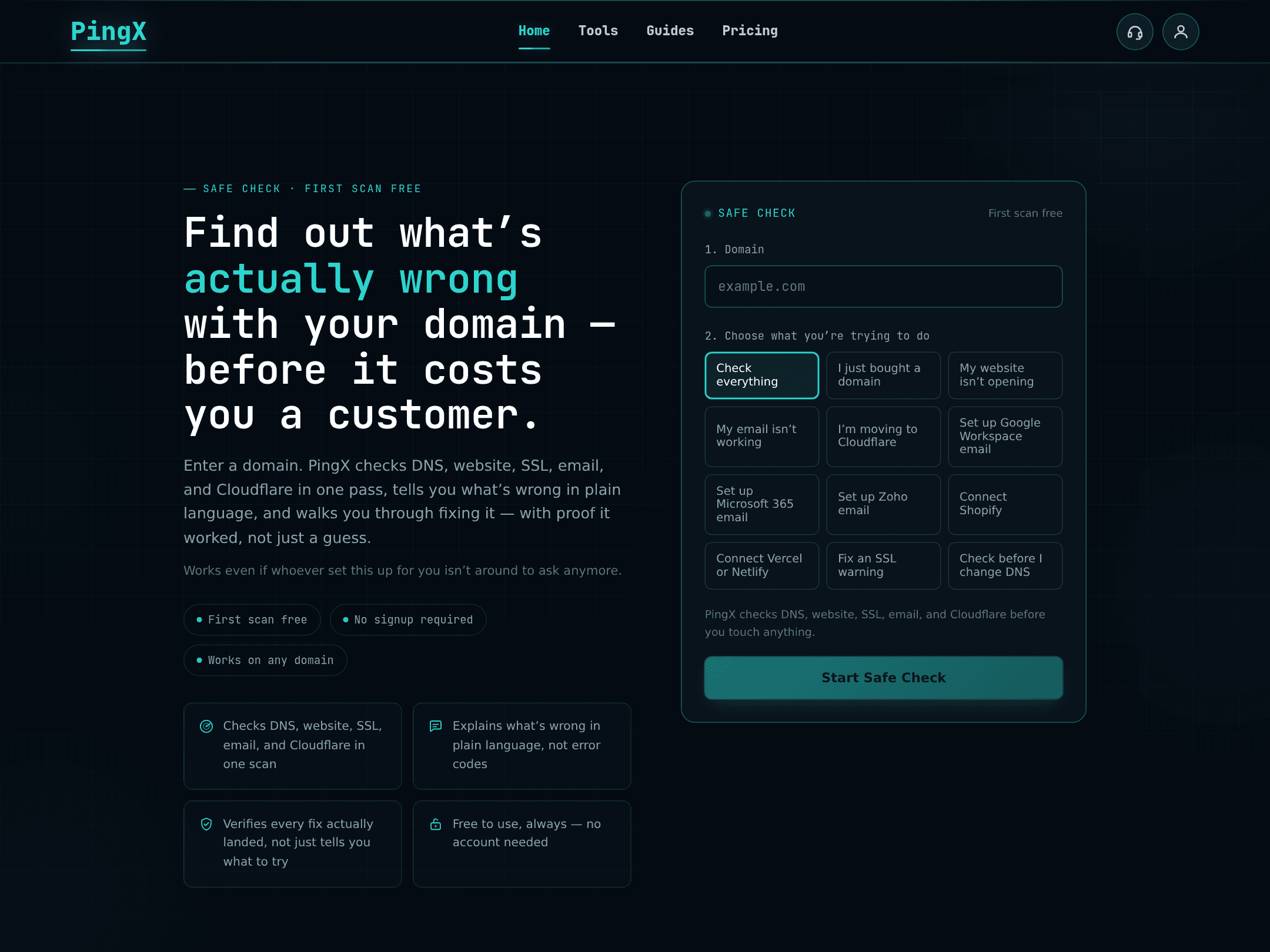 PingX.cloud — the live site